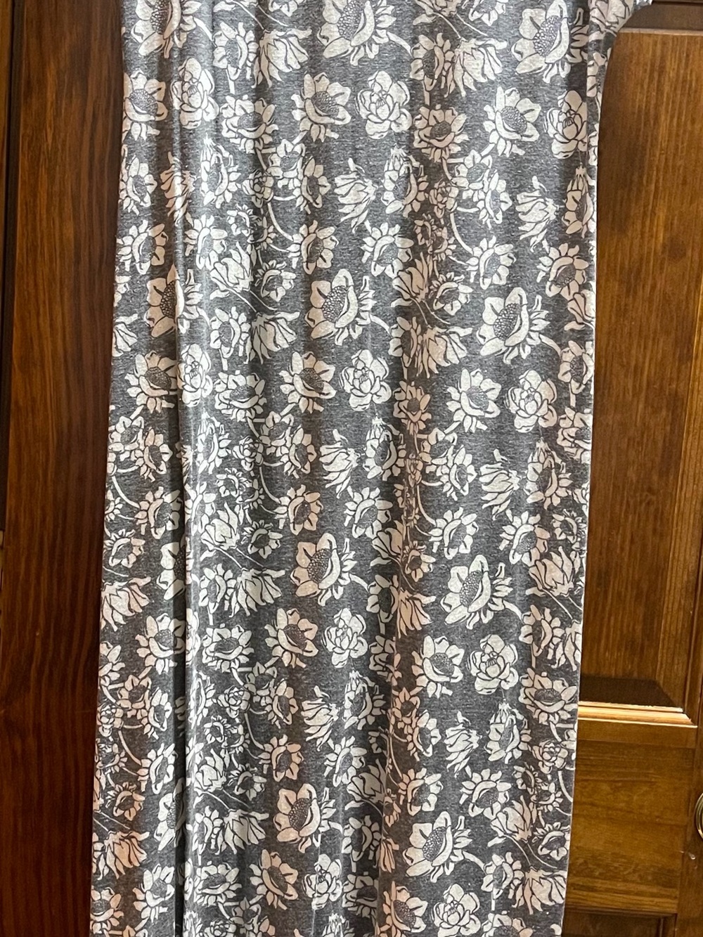 LuLaRoe Grey Maxi Dress with White Floral Pattern